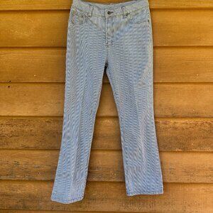 Diane Gilman Blue Pin Striped Denim Bootcut Jeans Size 8